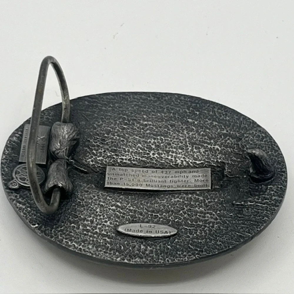 Vintage 1991 Siskiyou P-51D Mustang Belt Buckle USA Made Aviation WWII Plane